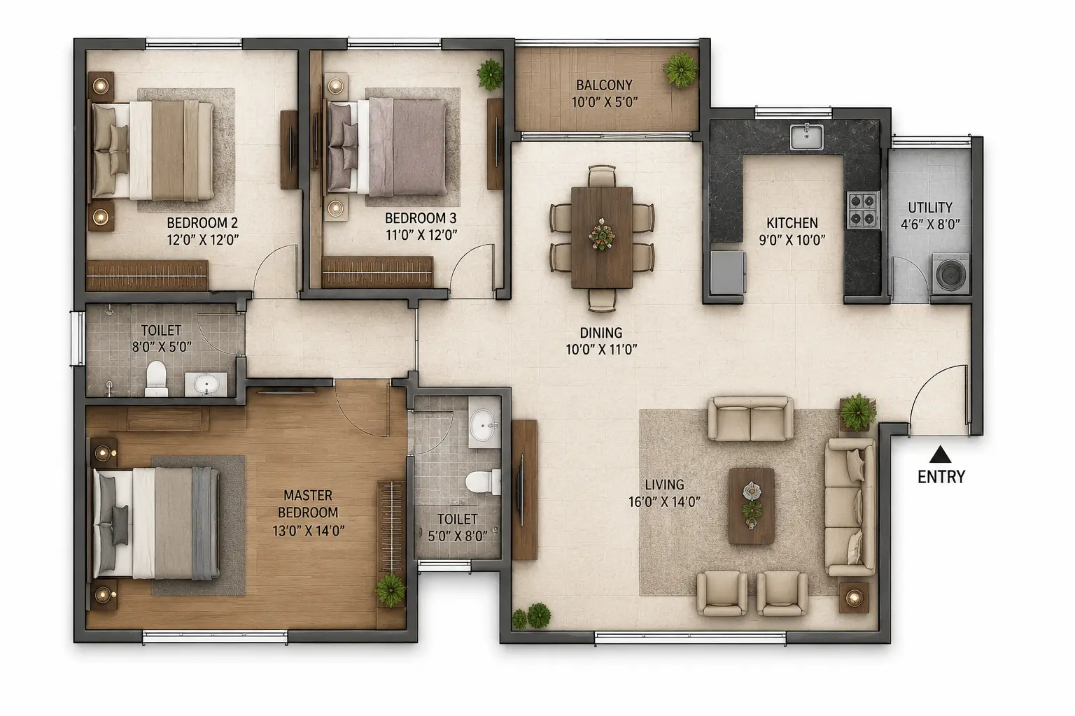 L&T Thanisandra 3 BHK apartments – premium living spaces